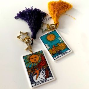 Sun and Moon tarot card keychains